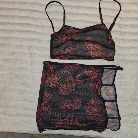 4 Piece Bikini Set With Sheer Skirt And Crop Top - Picture 3 of 4